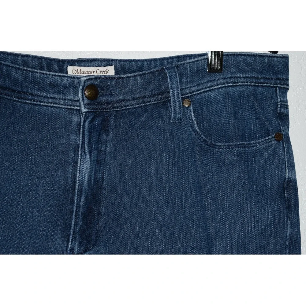 Coldwater Creek 14 Natural Fit Crop Jeans Stretch Blue Denim Capri Pant 5-Pocket